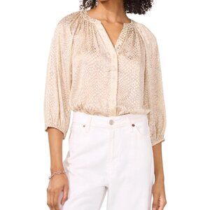 Vince Camuto Women’s Printed Split Neck Raglan Sleeve Top Size M 3/4 Sleeve